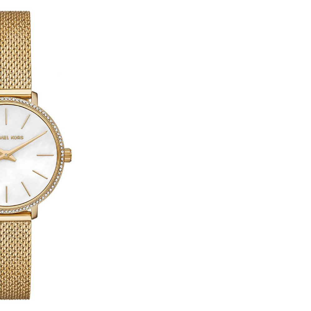 Michael Kors Pyper Quartz White Dial Gold Mesh Bracelet Watch For Women - MK4619