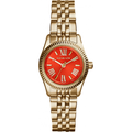 Michael Kors Lexington Quartz Orange Dial Gold Steel Strap Watch For Women - MK3284