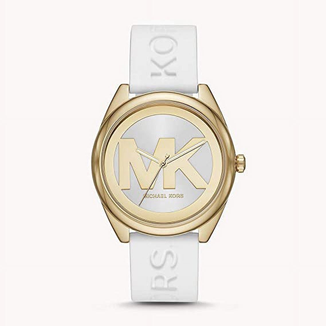 Michael Kors Janelle Three Hand Silver Dial White Rubber Strap Watch For Women - MK7141