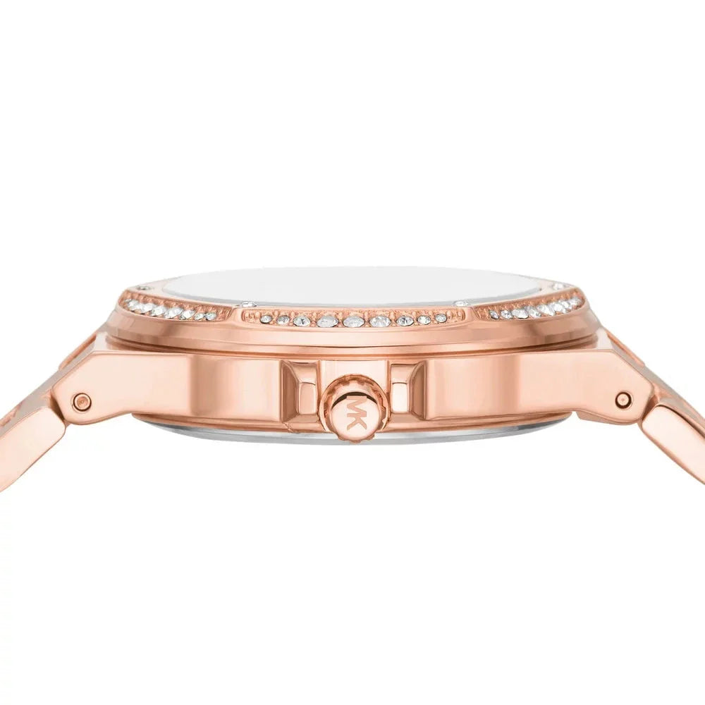 Michael Kors Lennox Three Hand Rose Gold Dial Rose Gold Steel Strap Watch For Women - MK7230