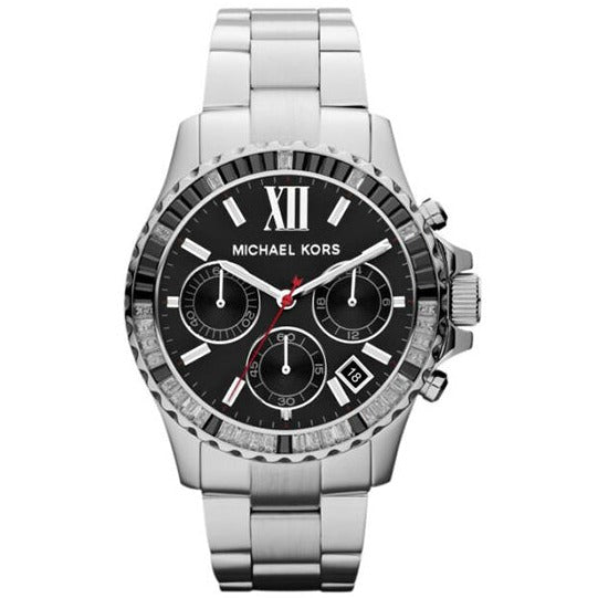 Michael Kors Everest Chronograph Black Dial Silver Steel Strap Watch For Women - MK5753