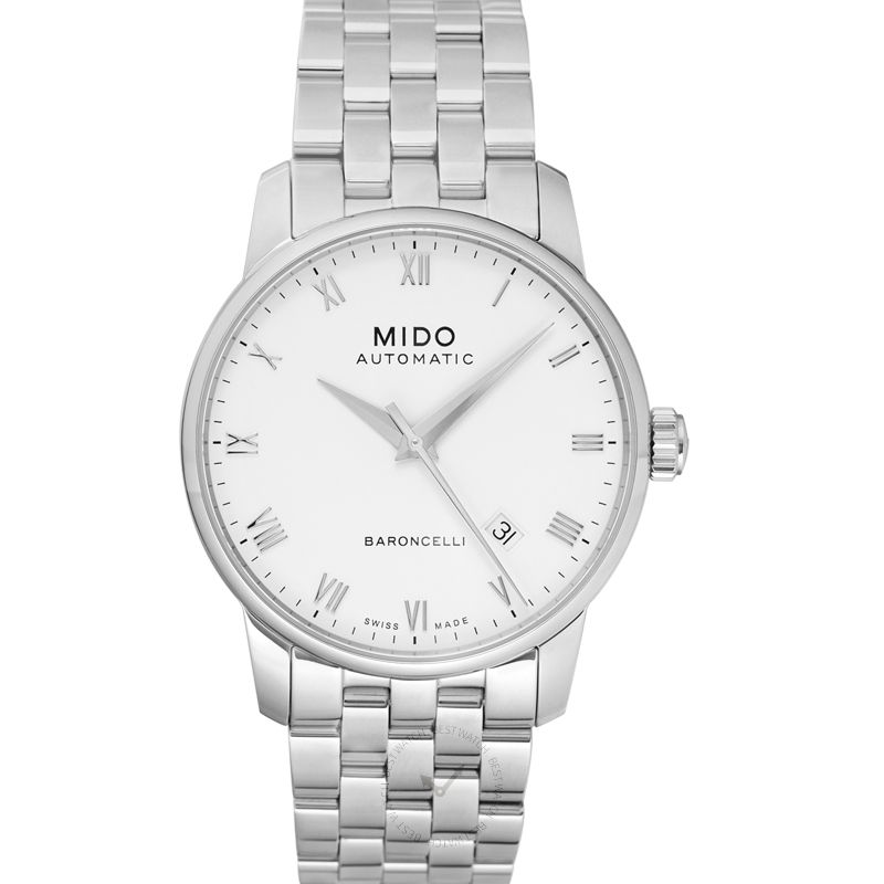 Mido Baroncelli III Automatic White Dial Silver Steel Strap Watch For Women - M7600.4.26.1