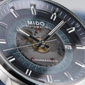 Mido Commander Automatic Gradient Blue Dial Silver Steel Strap Watch For Men - M021.407.11.411.01