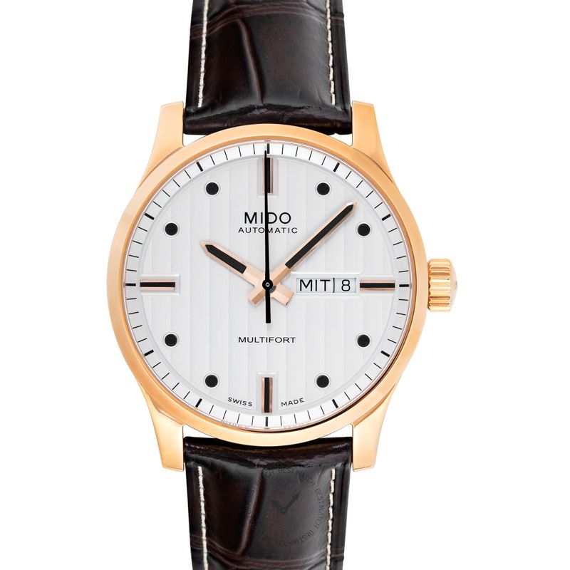 Mido Multifort Automatic Silver Dial Brown Leather Strap Watch For Men - M005.430.36.031.80