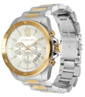 Michael Kors Brecken Chronograph White Dial Two Tone Steel Strap Watch For Men - MK9064