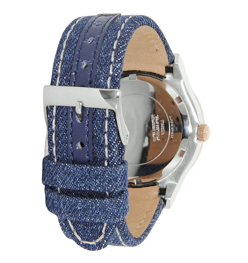 Guess Rigor Analog Blue Dial Blue Denim Strap Watch For Men - W0040G6