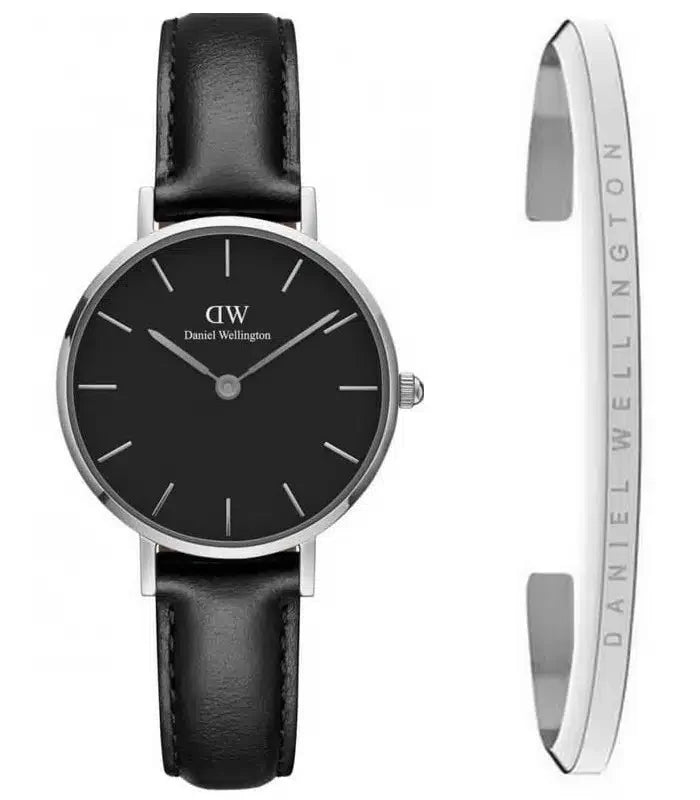 Daniel Wellington Classic Petite Sheffield Black Dial Black Leather Strap Watch For Women - DW00100236