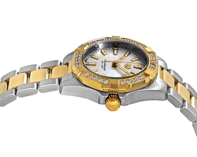 Tag Heuer Aquaracer Diamonds Mother of Pearl Dial Two Tone Steel Strap Watch for Women - WBD1421.BB0321