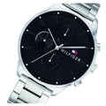 Tommy Hilfiger Chase Quartz Black Dial Silver Steel Strap Watch For Men - 1791485