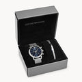 Emporio Armani Luigi Chronograph Blue Dial Silver Mesh Bracelet Watch For Men - AR80038