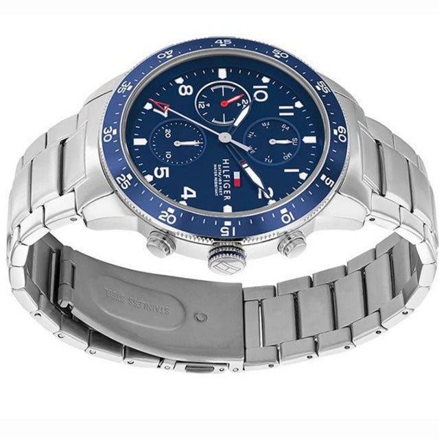 Tommy Hilfiger Jimmy Chronograph Quartz Blue Dial Silver Steel Strap Watch For Men - 1791949