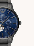 Emporio Armani Renato Automatic Blue Dial Grey Steel Strap Watch For Men - AR60056