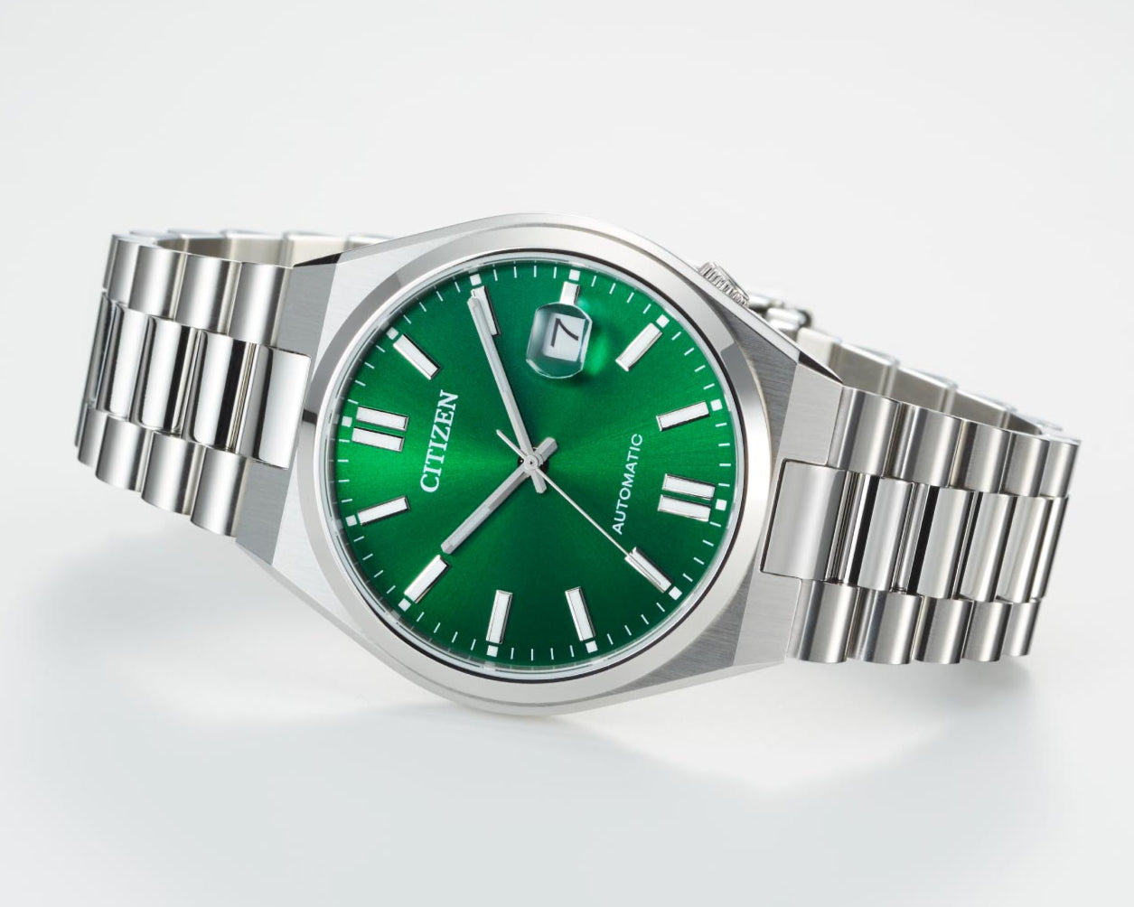 Citizen Tsuyosa Automatic Green Dial Silver Steel Strap Watch For Men - NJ0150-81X