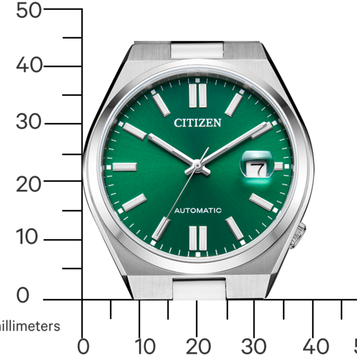 Citizen Tsuyosa Automatic Green Dial Silver Steel Strap Watch For Men - NJ0150-81X