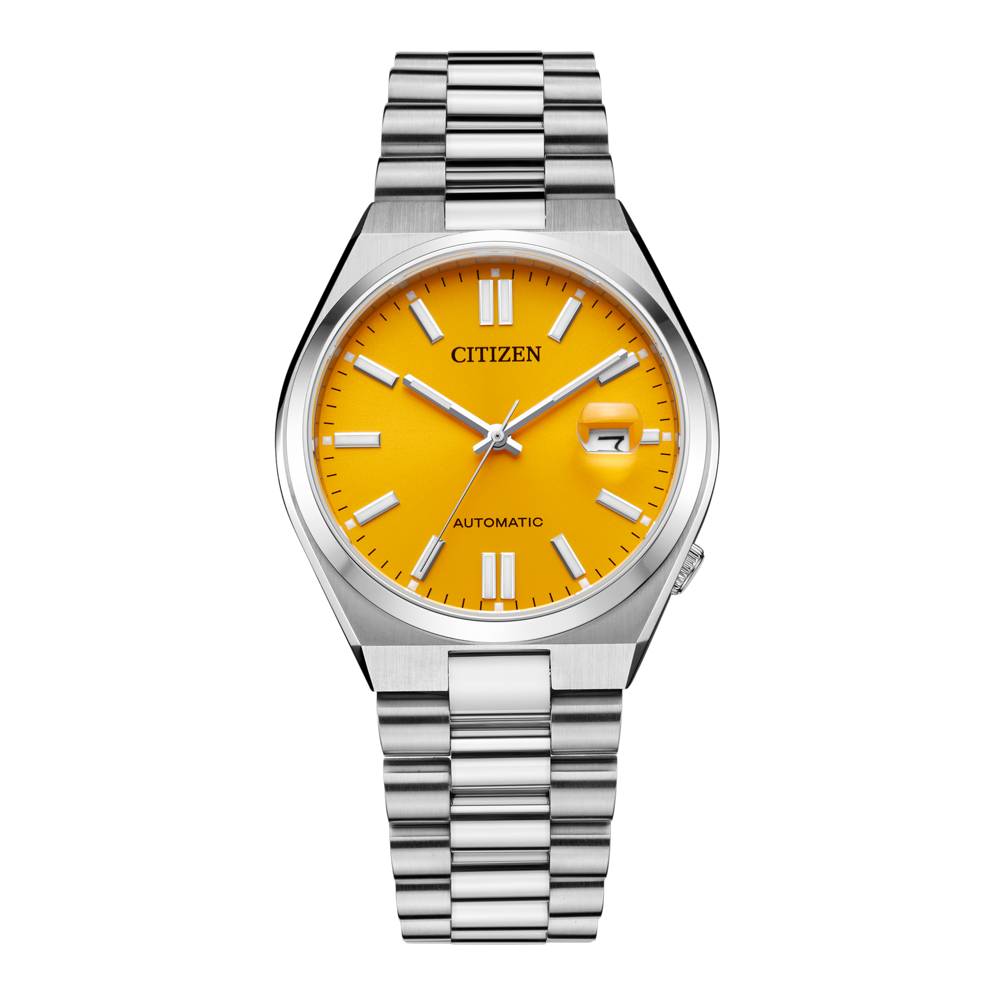 Citizen Tsuyosa Automatic Yellow Dial Silver Steel Strap Watch for Men - NJ0150-81Z