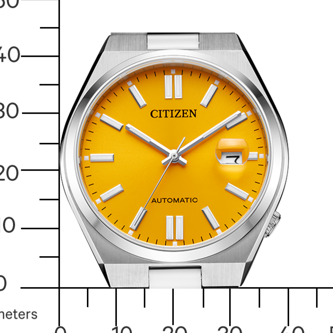 Citizen Tsuyosa Automatic Yellow Dial Silver Steel Strap Watch for Men - NJ0150-81Z