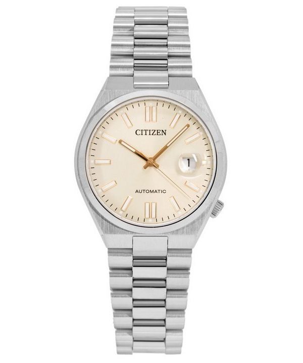 Citizen Tsuyosa Automatic Oatmeal White Dial Silver Steel Strap Watch For Men - NJ0151-88W