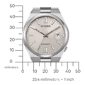 Citizen Tsuyosa Automatic Oatmeal White Dial Silver Steel Strap Watch For Men - NJ0151-88W