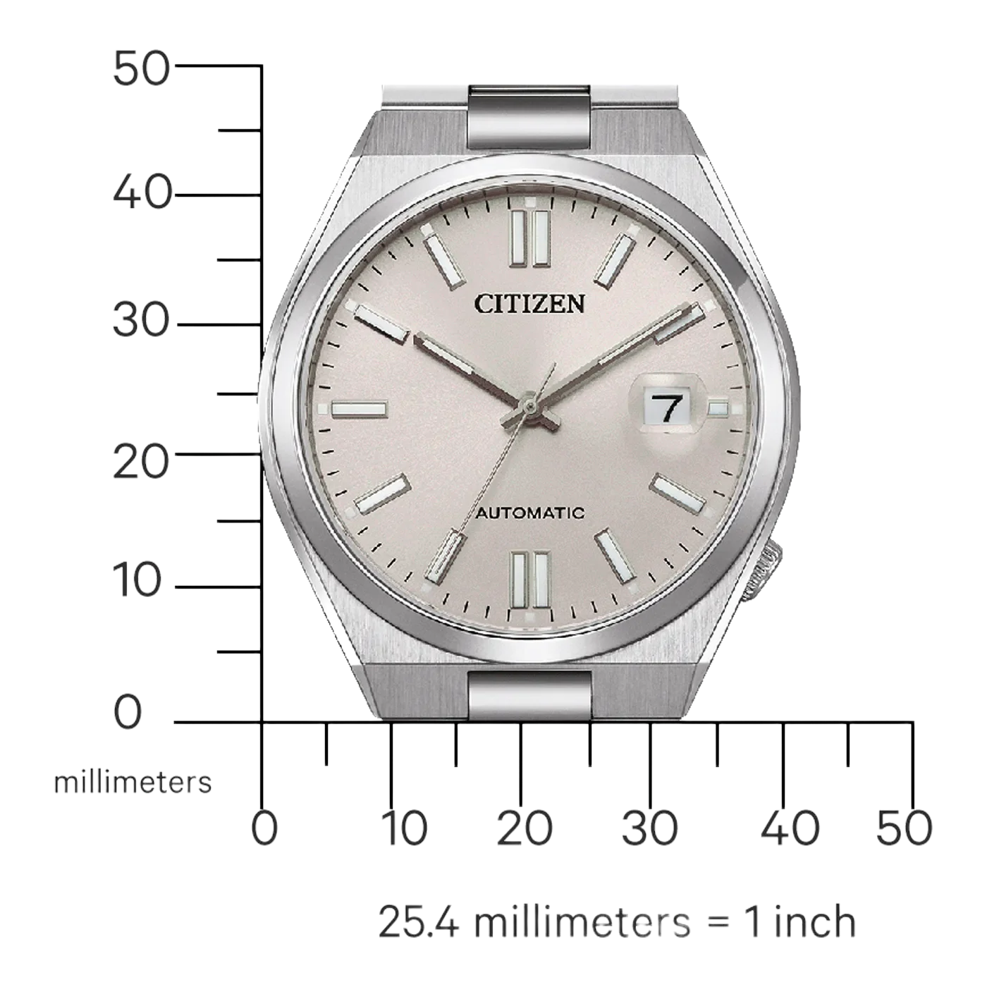 Citizen Tsuyosa Automatic Oatmeal White Dial Silver Steel Strap Watch For Men - NJ0151-88W