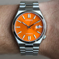 Citizen Tsuyosa Automatic Orange Dial Silver Steel Strap Watch For Men - NJ0151-88Z