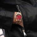 Citizen Tsuyosa Automatic Red Dial Gold Steel Strap Watch For Men - NJ0153-82X