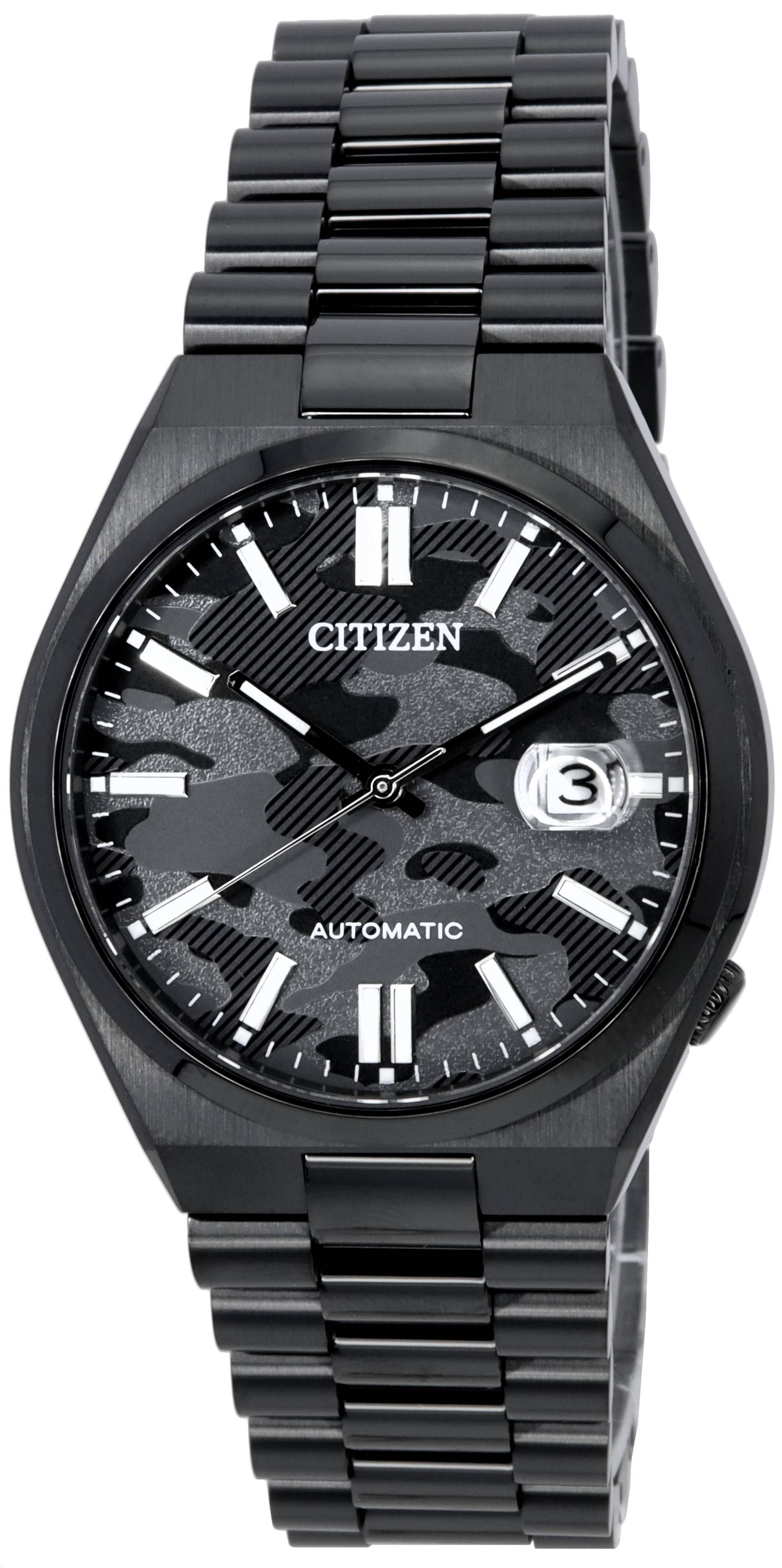 Citizen Tsuyosa Camouflage Black Dial Black Steel Strap Watch For Men - NJ0155-87E