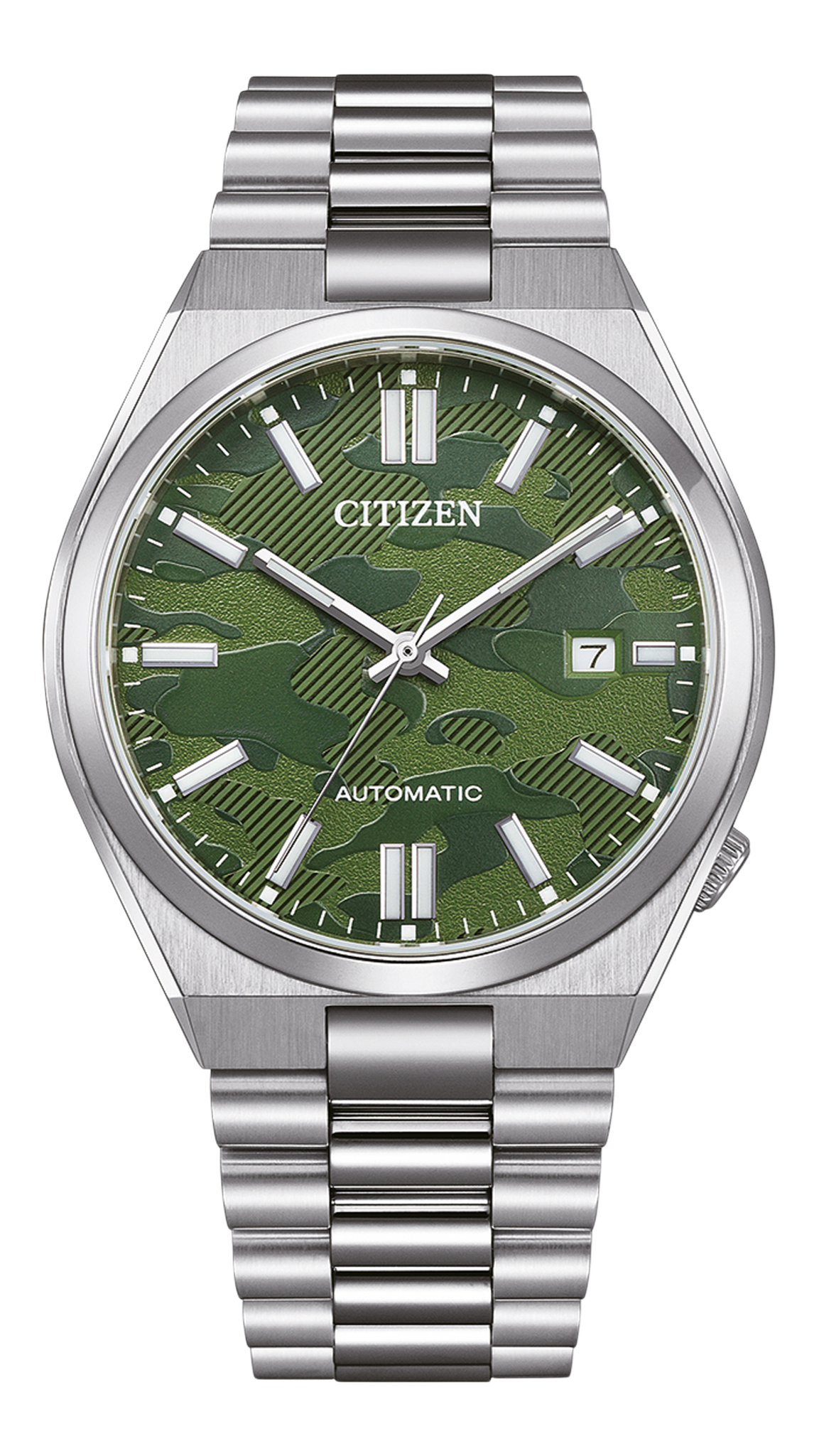 Citizen Tsuyosa Camouflage Green Dial Silver Steel Strap Watch For Men - NJ0159-86X