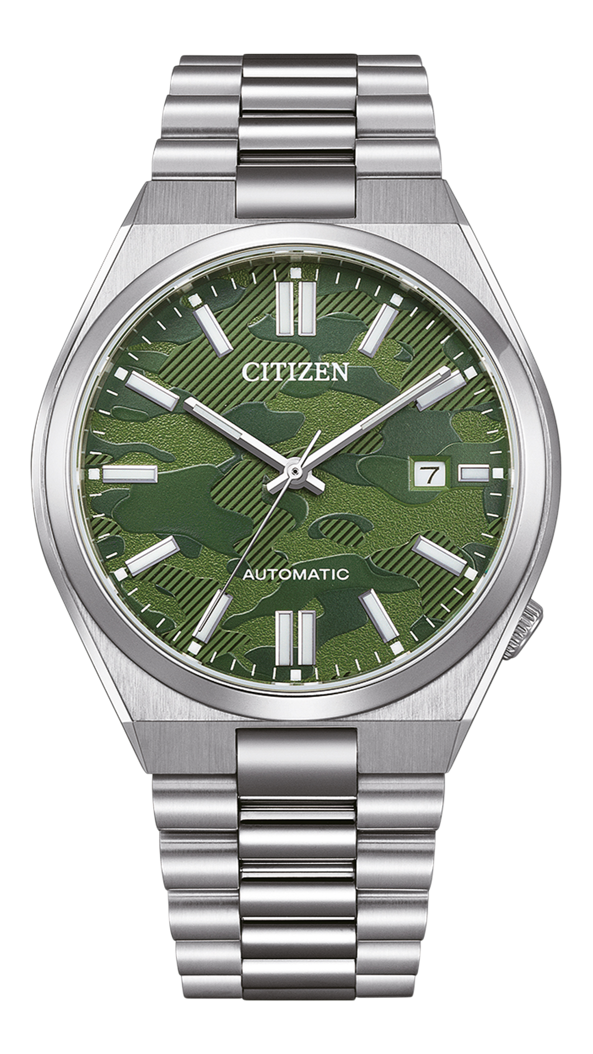 Citizen Tsuyosa Camouflage Green Dial Silver Steel Strap Watch For Men - NJ0159-86X