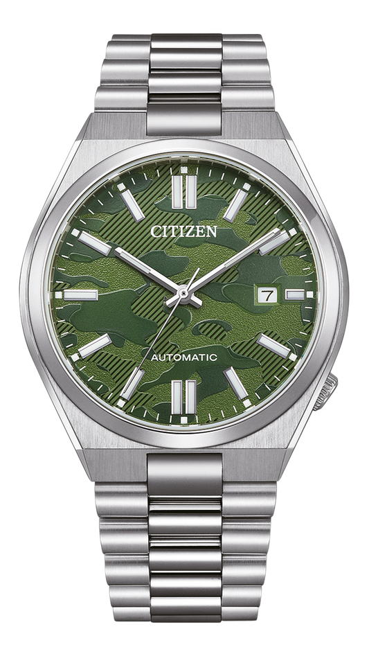 Citizen Tsuyosa Camouflage Green Dial Silver Steel Strap Watch For Men - NJ0159-86X