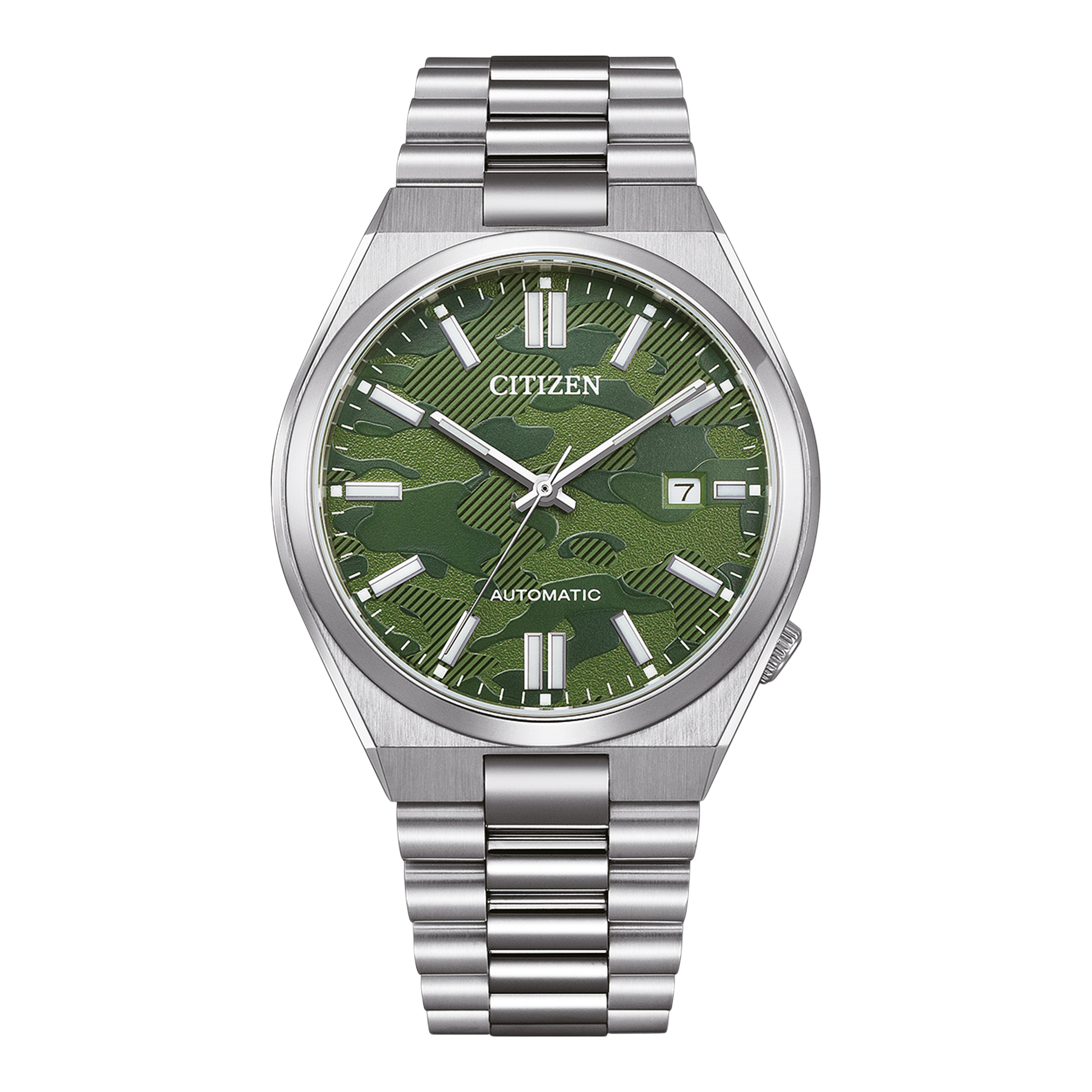 Citizen Tsuyosa Camouflage Green Dial Silver Steel Strap Watch For Men - NJ0159-86X