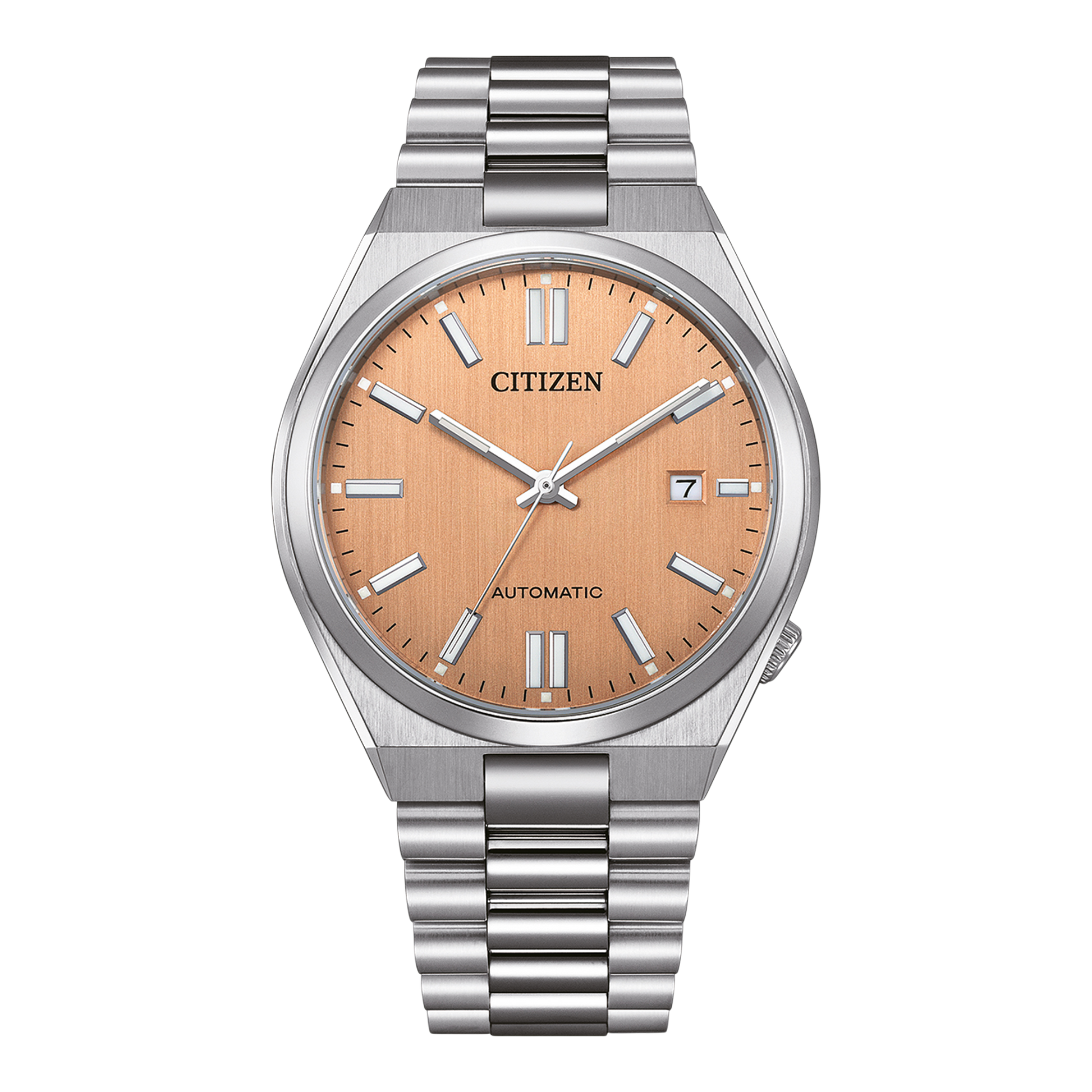 Citizen Tsuyosa Salmon Orange Dial Silver Steel Strap Watch For Men - NJ0159-86Z