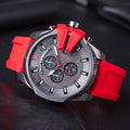 Diesel Mega Chief Chronograph Black Dial Red Silicone Strap Watch For Men - DZ4427