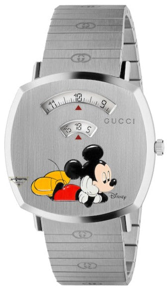 Gucci Grip x Disney Quartz Silver Dial Silver Steel Strap Unisex Watch - YA157419