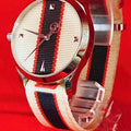 Gucci G Timeless Quartz White Dial Two Tone NATO Strap Watch For Men - YA1264071