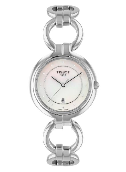 Tissot T Trend Flamingo Mother of Pearl White Dial Silver Steel Strap Watch for Women - T094.210.11.116.00