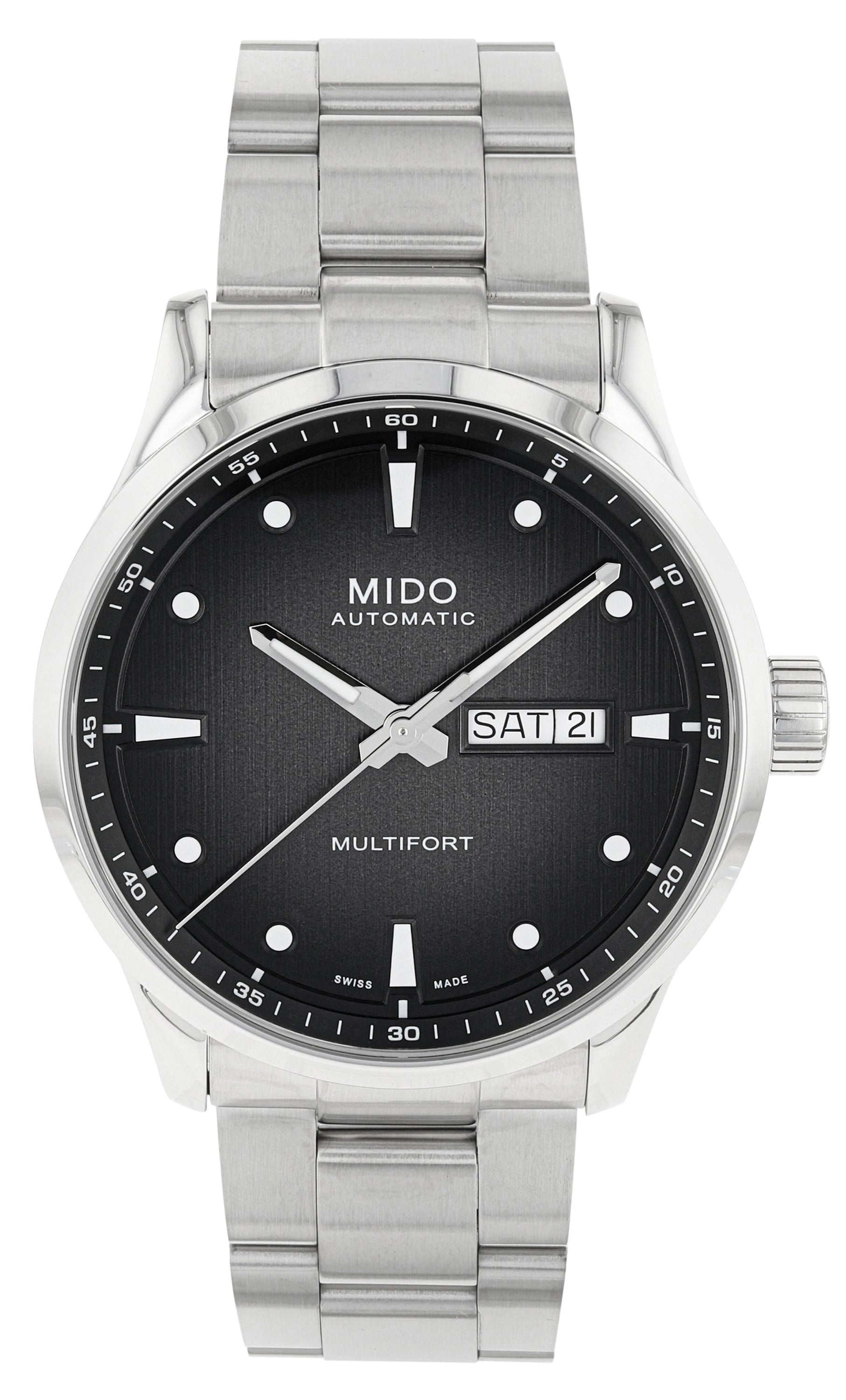 Mido Multifort Automatic Gray Dial Silver Steel Strap Watch For Men - M005.430.11.061.80