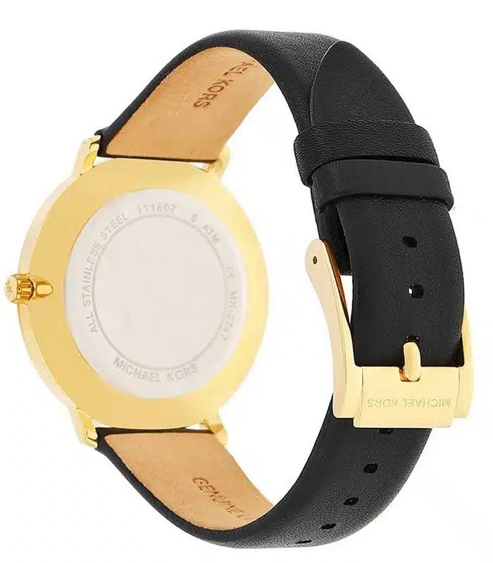 Michael Kors Pyper Black Dial Black Leather Strap Watch For Women - MK2747