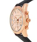 Michael Kors Lexington Chronograph Rose Gold Dial Black Leather Strap Watch For Men - MK8516