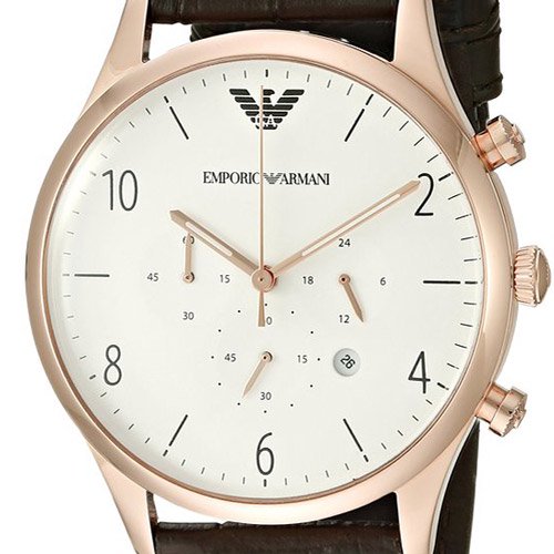 Emporio Armani Beta Chronograph White Dial Brown Leather Strap Watch For Men - AR1916