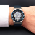 Maserati Potenza Automatic Skeleton Dial Blue Rubber Strap Watch For Men - R8821108035