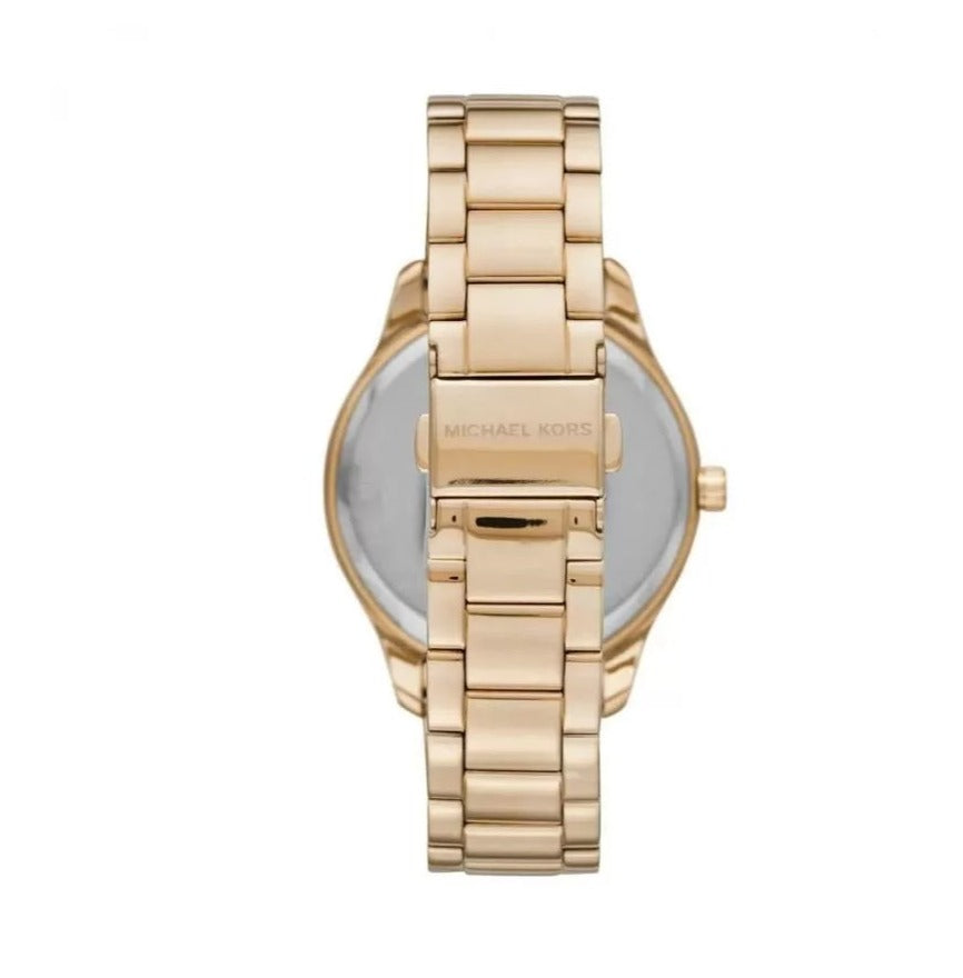 Michael Kors Slim Runway Analog Quartz Gold Dial Gold Steel Strap Watch For Women - MK3739