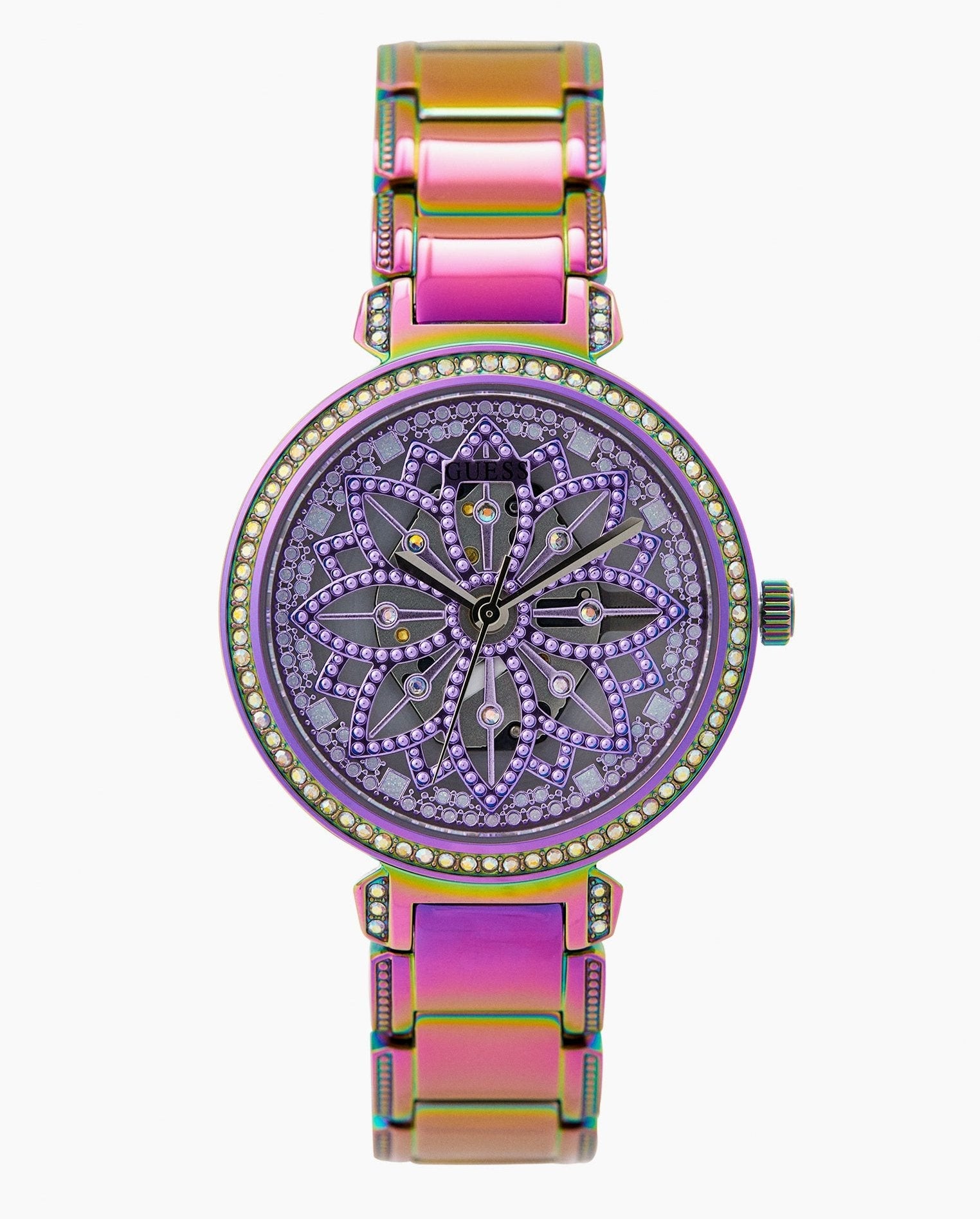 Guess Lily Analog Purple Dial Purple Steel Strap Watch For Women - GW0528L4