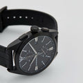 Emporio Armani Claudio Chronograph Black Dial Black Leather Strap Watch For Men - AR11483