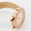 Michael Kors Harlowe Analog Rose Gold Dial White Leather Strap Watch For Women - MK2989