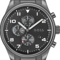 Hugo Boss View Chronograph Grey Dial Grey Steel Strap Watch For Men - 1513991