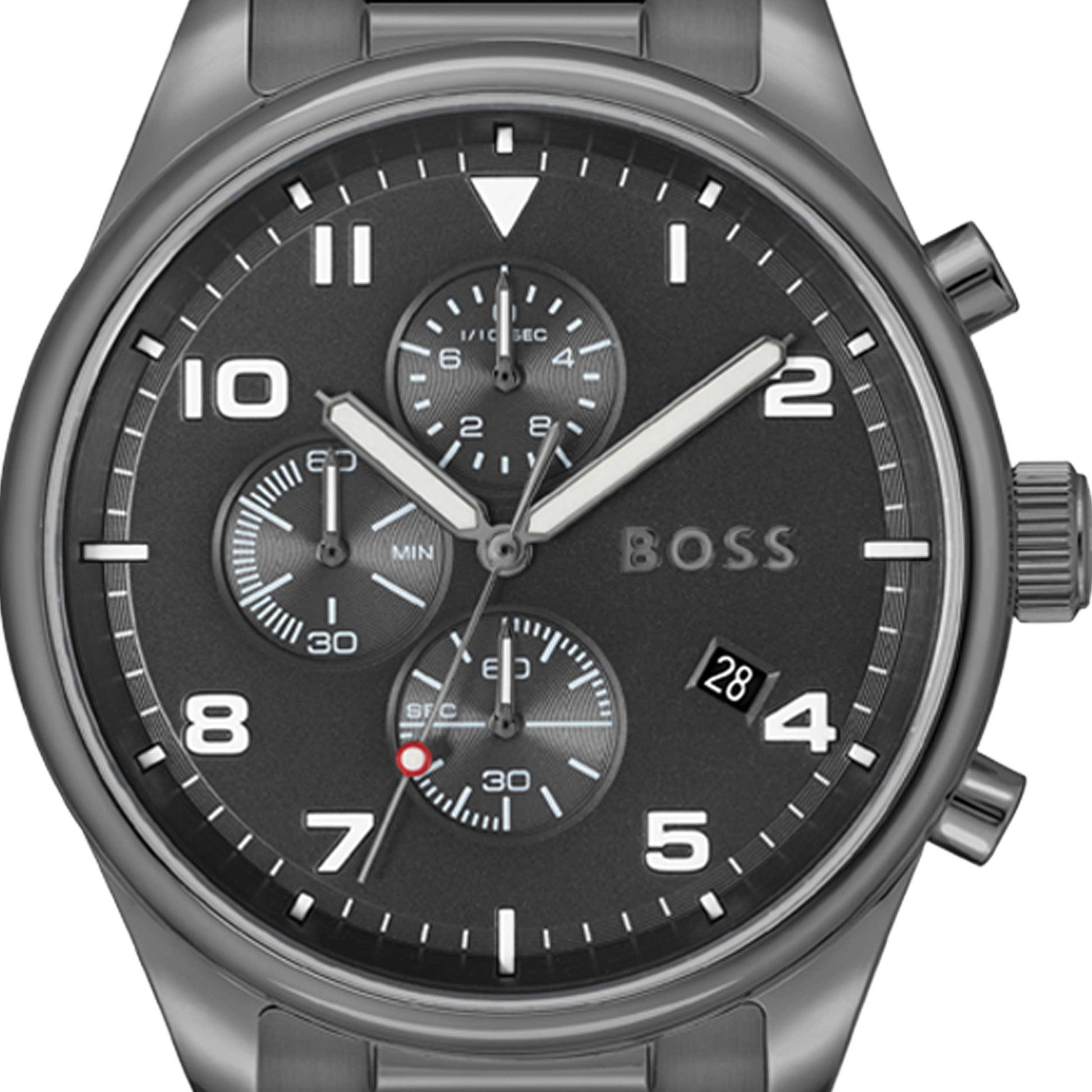 Hugo Boss View Chronograph Grey Dial Grey Steel Strap Watch For Men - 1513991