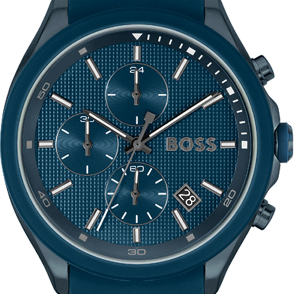 Hugo Boss Velocity Chronograph Blue Dial Blue Rubber Strap Watch For Men - 1514061