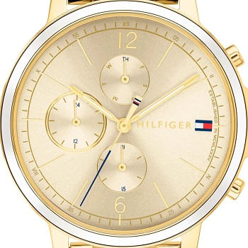 Tommy Hilfiger Madison Quartz Gold Dial Gold Steel Strap Watch For Women - 1782189