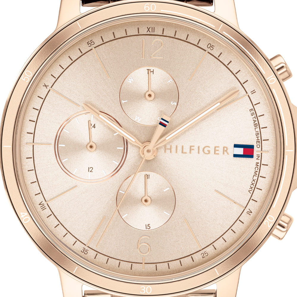 Tommy Hilfiger Madison Chronograph Quartz Rose Gold Dial Rose Gold Steel Strap Watch For Women - 1782190