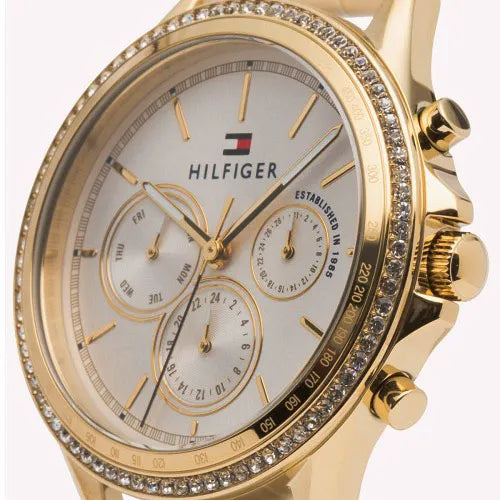 Tommy Hilfiger Ari Diamonds White Dial Cream Leather Strap Watch for Women - 1781982